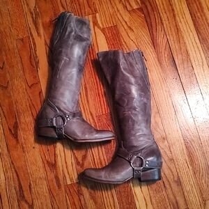 Freebird tall, gray boots, zipper up the back